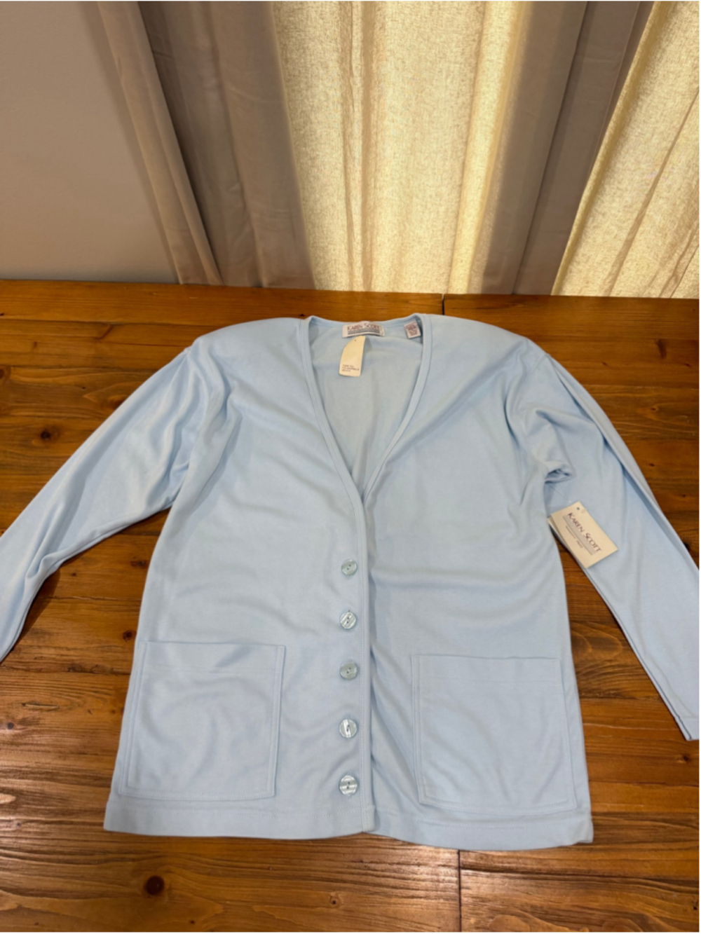 Vintage Karen Scott Light Blue Cardigan NWT Size Medium Deadstock